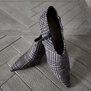 Womens Other Stories Boots Pointed Stiletto Houndstooth Black Gray Vibram